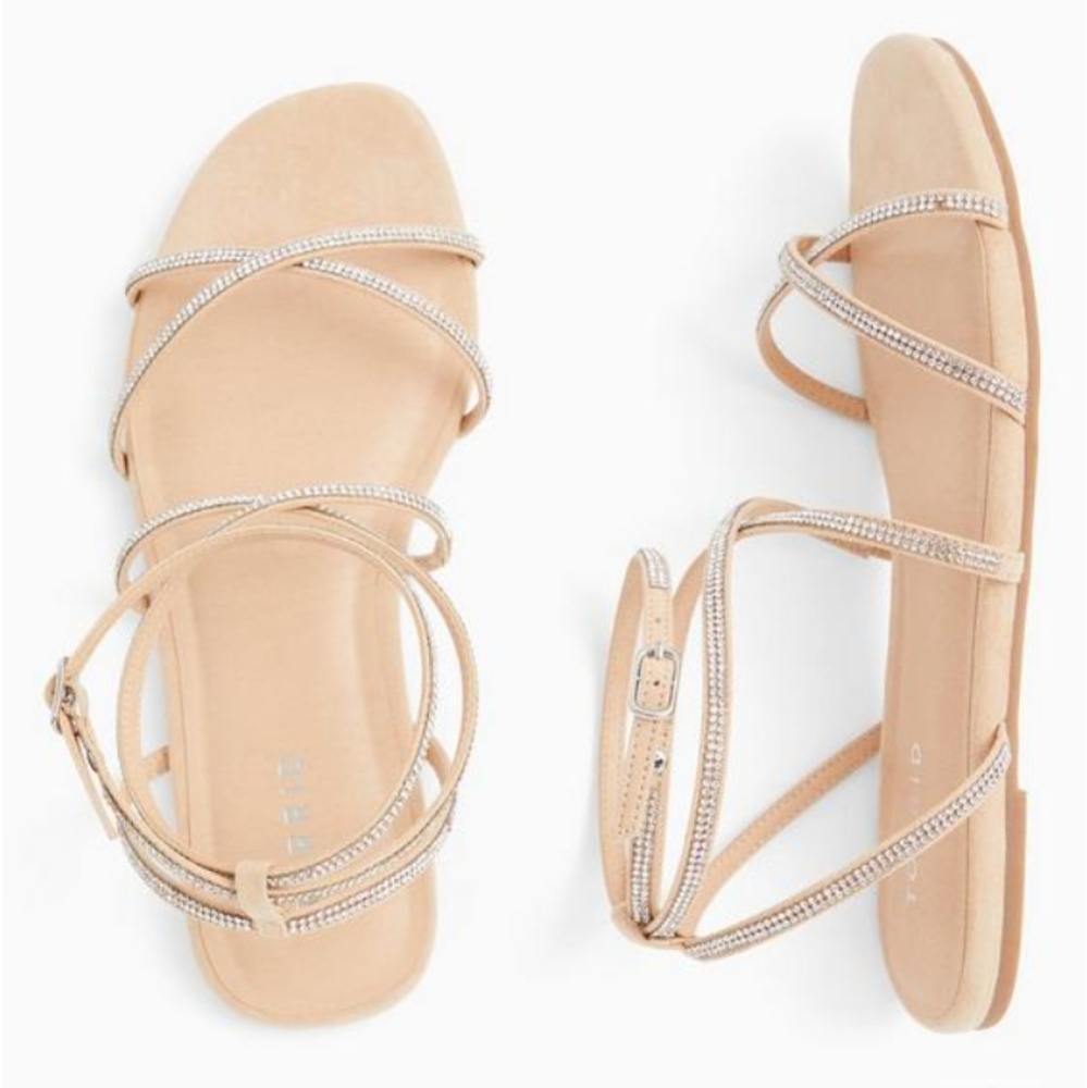 NWOT TORRID Rhinestone Strappy Gladiator Sandals, Size 12WW